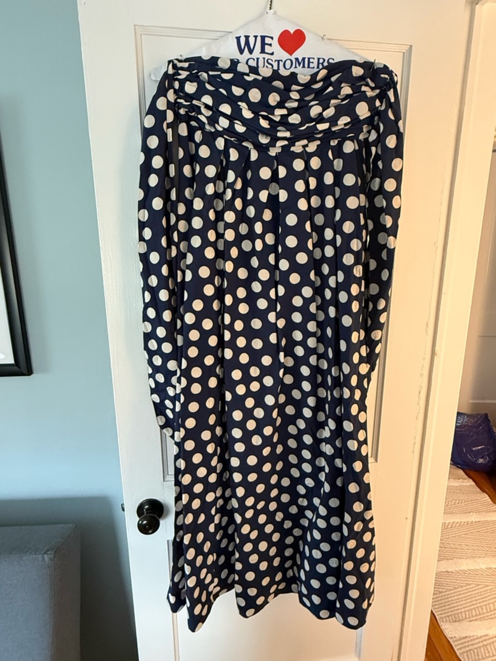 J. Crew Navy Strapless Polka Dot Maxi Dress - Picture 4 of 5